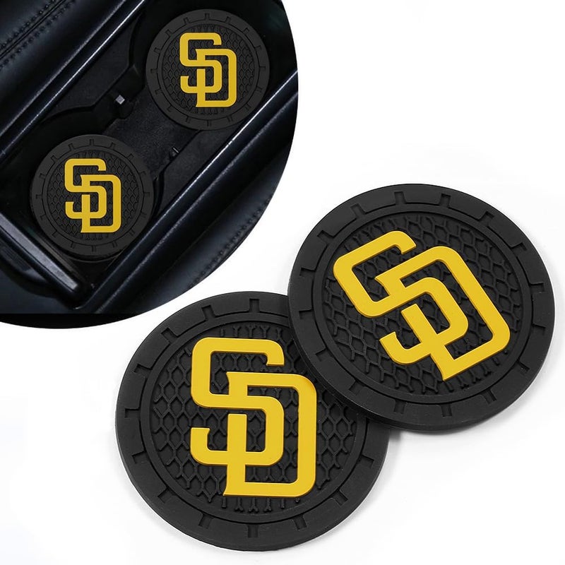 WiiFiive Car Cup Holder Coasters for San Diego Padres Baseball Fans, Padres Car Coasters for Cup Holder Insert Silicone Non-Slip - Image 1